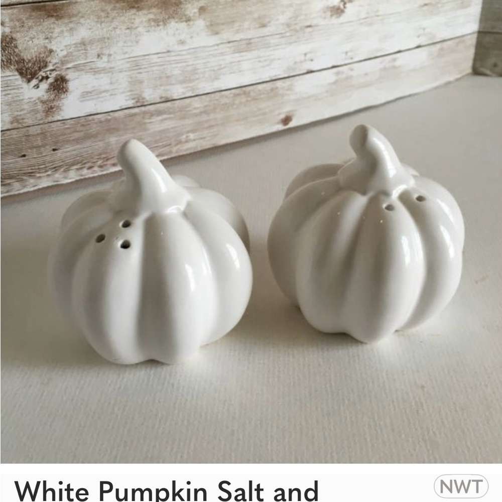 White Pumpkin Salt and Pepper Shakers - Picture 2 of 4